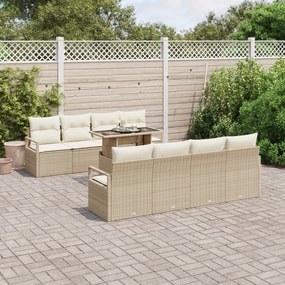 vidaXL Set de canapele pentru grădină cu pernă 7 pcs bej și crem