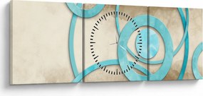 Tablou - Cercuri albastre acvarelă (cu ceas) (90x30 cm)