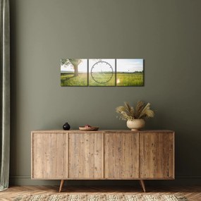 Tablou cu lunca în vară (cu ceas) (90x30 cm)