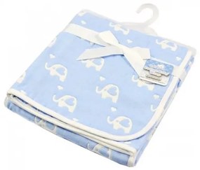 Paturica din bumbac pentru bebelusi cu 2 fete Soft Touch - alb si bleu