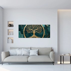 Tablou – Arborele vieții auriu în marmură (120x50 cm)