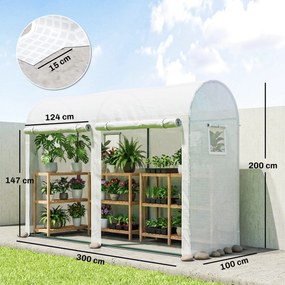 Outsunny Seră Tunel de Grădină pentru Plante și Legume, cu 2 Uși Rulabile și 4 Ferestre, 3 x 1 x 2 m | Aosom Romania