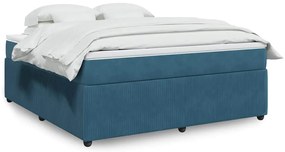 vidaXL Pat box spring cu saltea, albastru închis, 180x200 cm, catifea