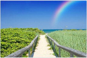 Tablou - Peisaj și curcubeu (90x60 cm)