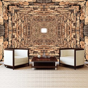 Fototapet - 3D - Tunel din pietre (152,5x104 cm)