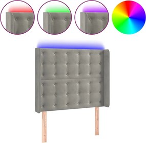 vidaXL Tăblie de pat cu LED, gri deschis, 83x16x118/128 cm, catifea
