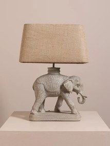 Lampa de masa din polirasină, cu abajur din iută naturală , "Elephant Royal"