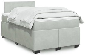 vidaXL Pat box spring cu saltea, gri deschis, 120x190 cm, catifea
