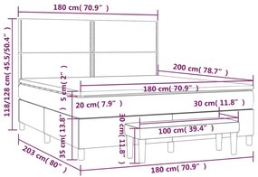 Pat box spring cu saltea, gri inchis, 180x200 cm, catifea Morke gra, 180 x 200 cm, Culoare unica si cuie de tapiterie