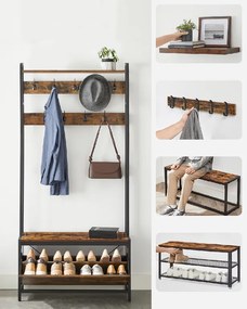 Panou de hol TAYLOR cu dulap de pantofi 180x85 cm, maro rustic