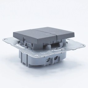 Intrerupator dublu cu led, 10A, IP20, Grafit, Panasonic Arkedia Slim/Karre Plus Plus