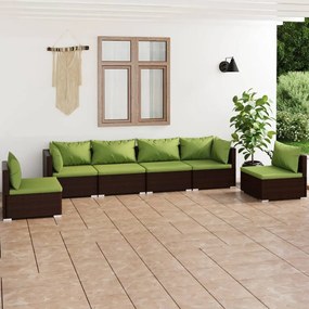 3102204 vidaXL Set mobilier de grădină cu perne, 6 piese, maro, poliratan