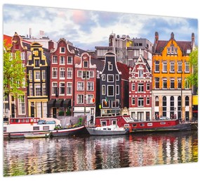 Tablou pe sticlă - Amsterdam, case de dans (70x50 cm)