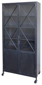 Vitrina din metal, cu aspect vintage, Antique Black