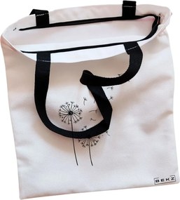 Sacosa de Panza pentru Cumparaturi, Geanta Tote, model Papadie Minimalisa, Cu fermoar, 38x34.5 cm, Alba, BEKZ®