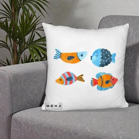 Perna Decorativa Pesti Acuarela, 40x40 cm, Alb Pufos, Husa Detasabila, Perna Inclusa, BEKZ®