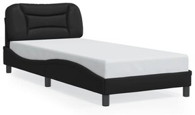 3214180 vidaXL Cadru de pat cu lumini LED, negru, 90x190 cm, piele ecologică
