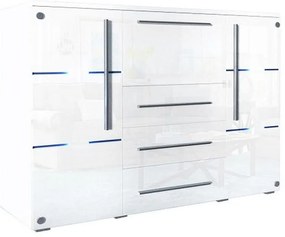 Expedo Comodă LOBO, corp: alb/toate ușile: alb luciu