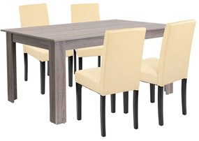 Set de masă Leon 4+1 stejar York-bej