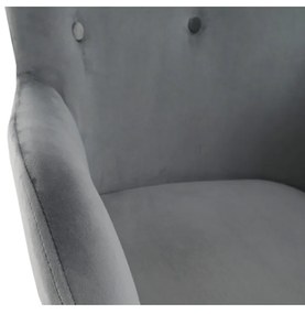 Fotoliu cu taburet, material de catifea gri/fag, LAGER NEW