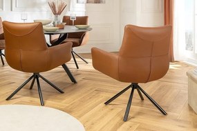 Set de 2 scaune pivotante SIGNATURE piele naturala coniac