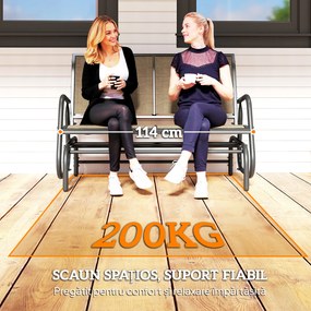 Outsunny Banca Tip Leagan 2 Locuri din Metal, Negru, 123x70x87 cm | Aosom Romania