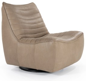 Fotoliu Matthew din piele, metal și lemn taupe