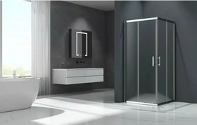 Cabina de dus patrata Inter Ceramic cu usi glisante crom lucios - transparent mat 80x80 cm