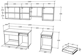 Bucatarie haaus Debra, Alb/Antracit, L 240 cm