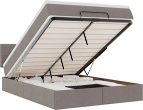 vidaXL Pat otoman cu saltea și LED-uri Taupe 140x190 cm țesătură