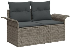 vidaXL Set de canapele pentru grădină cu pernă 7 pcs Gri Rattan poli