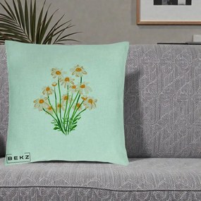 Perna Decorativa Margarete Camp, 40x40 cm, Verde Menta, Husa Detasabila, Perna Inclusa, BEKZ®