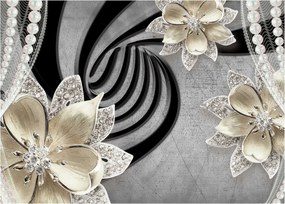 Tablou pe sticlă - 3D Flori aurii (70x50 cm)