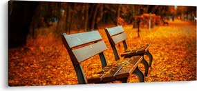 Tablou cu banca toamna (120x50 cm)