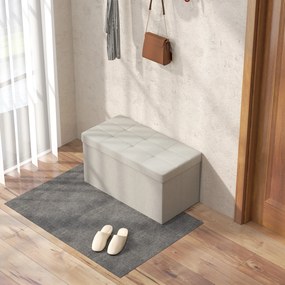 HOMCOM Banc de depozitare pouf de depozitare pliabil bout de lit repose-pieds cu capac capitonat 76L x 38l x 38H cm crem | Aosom Romania