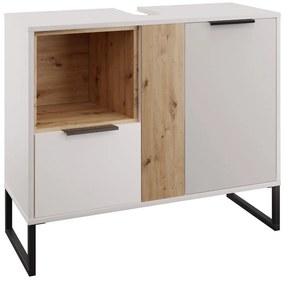 Dulap sub lavoar Cubin 03 (alb + stejar artisan). 1119512