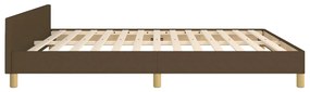 Cadru de pat cu tablie, maro inchis, 160x200 cm, textil Maro inchis, 160 x 200 cm, Cu blocuri patrate
