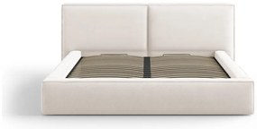 Pat matrimonial bej tapițat cu spațiu de depozitare și somieră 200x200 cm Arendal – Cosmopolitan Design