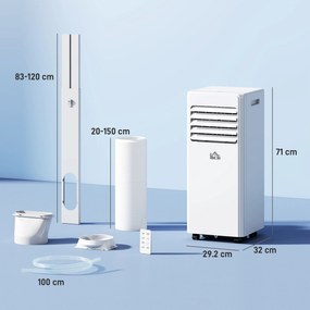 HOMCOM Climatizator Portabil 9000BTU: Răcire, Ventilator, Umiditate, Control Distanță - 20m² | Aosom Romania