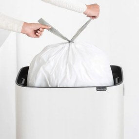 Cos de gunoi Brabantia Bo Touch Hi 1001259, 60 L, Deschideri laterale pentru transport, Picioare reglabile, Alb