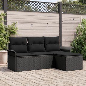 vidaXL Set de canapele pentru grădină 4 pcs Negru 55 x 55 x 37cm