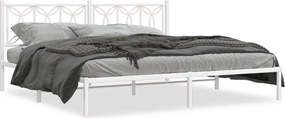 vidaXL Cadru de pat metalic cu tăblie, alb, 193x203 cm