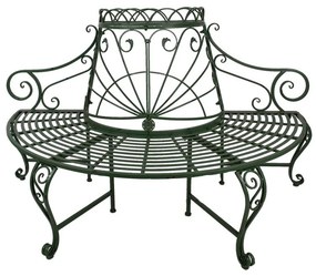 Banca de gradina, verde, din metal, aspect vintage