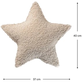 Pernă decorativă pentru copii maro deschis cu tapițerie din țesătură bouclé Star – Wigiwama