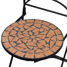 Set mobilier bistro, 3 piese, caramiziu, placi ceramice Terracota, Rotund, 3