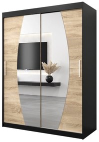 Dulap de haine 150 cm Eclipse (Negru mat + Stejar sonoma). 1063406