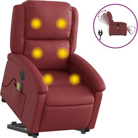 vidaXL Fotoliu electric masaj rabatabil cu ridicare, roșu vin