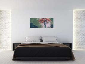 Tablou - Copacul roșu singuratic (120x50 cm)