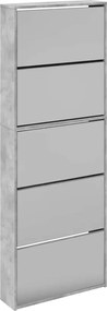 vidaXL Pantofar cu oglindă, 5 niveluri, gri beton, 63x17x169,5 cm