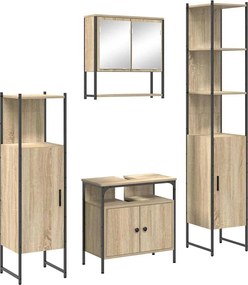 vidaXL Set de mobilier pentru baie 4 pcs Stejar Sonoma Lemn compozit